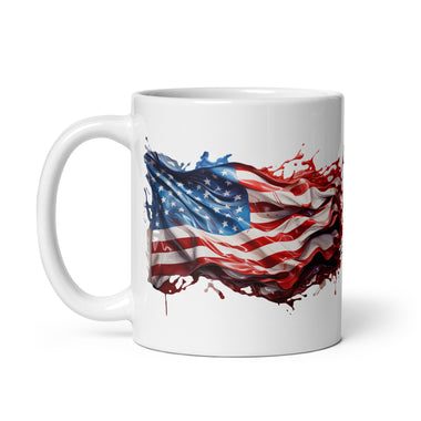 Liquid American Flag White glossy mug