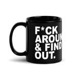 Find Out Black Glossy Mug