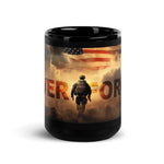 Never Forget Deployed Black Glossy Mug