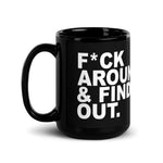 Find Out Black Glossy Mug